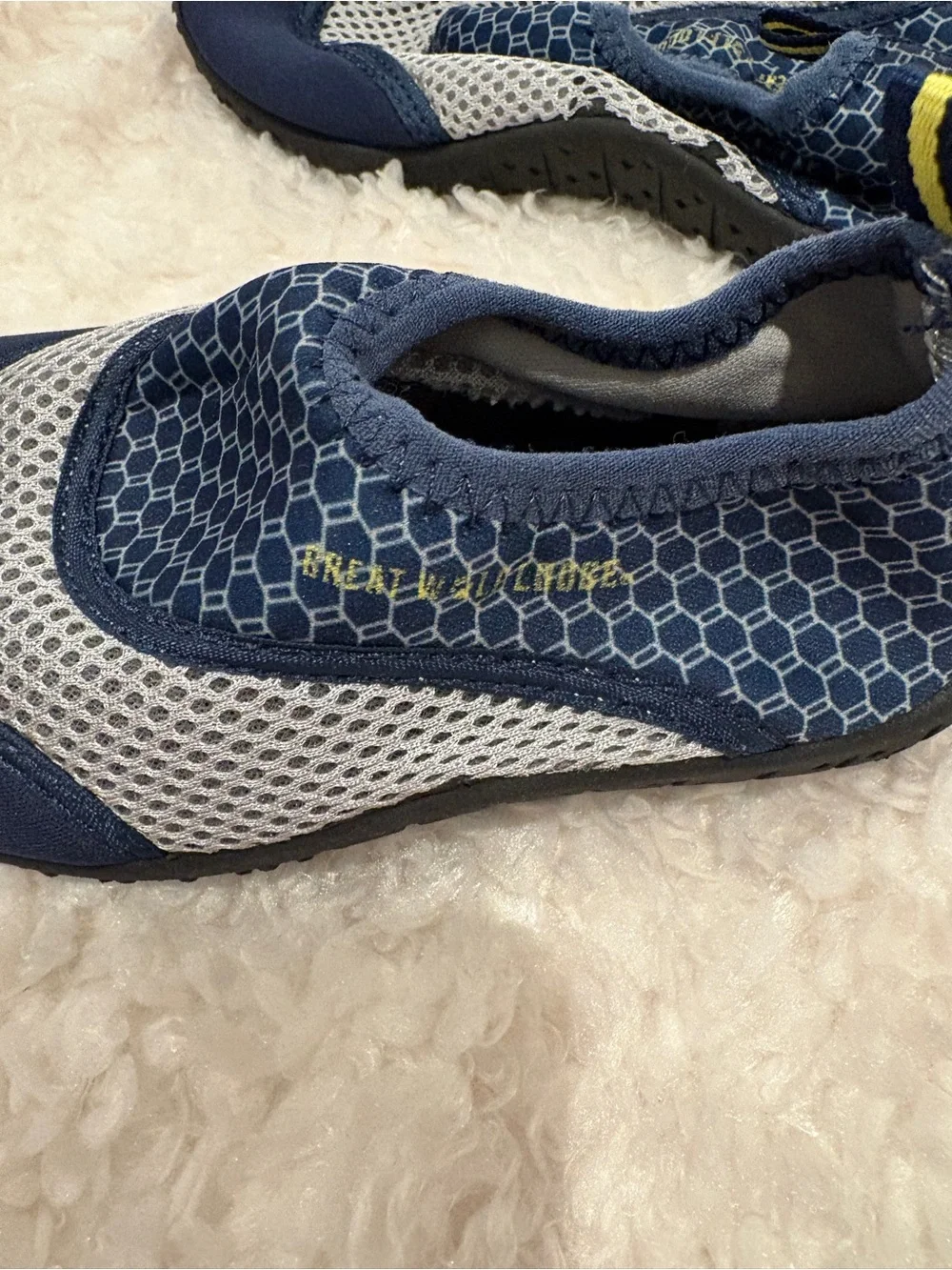 Kids Navy and Gray Water Shoes with Yellow Accent